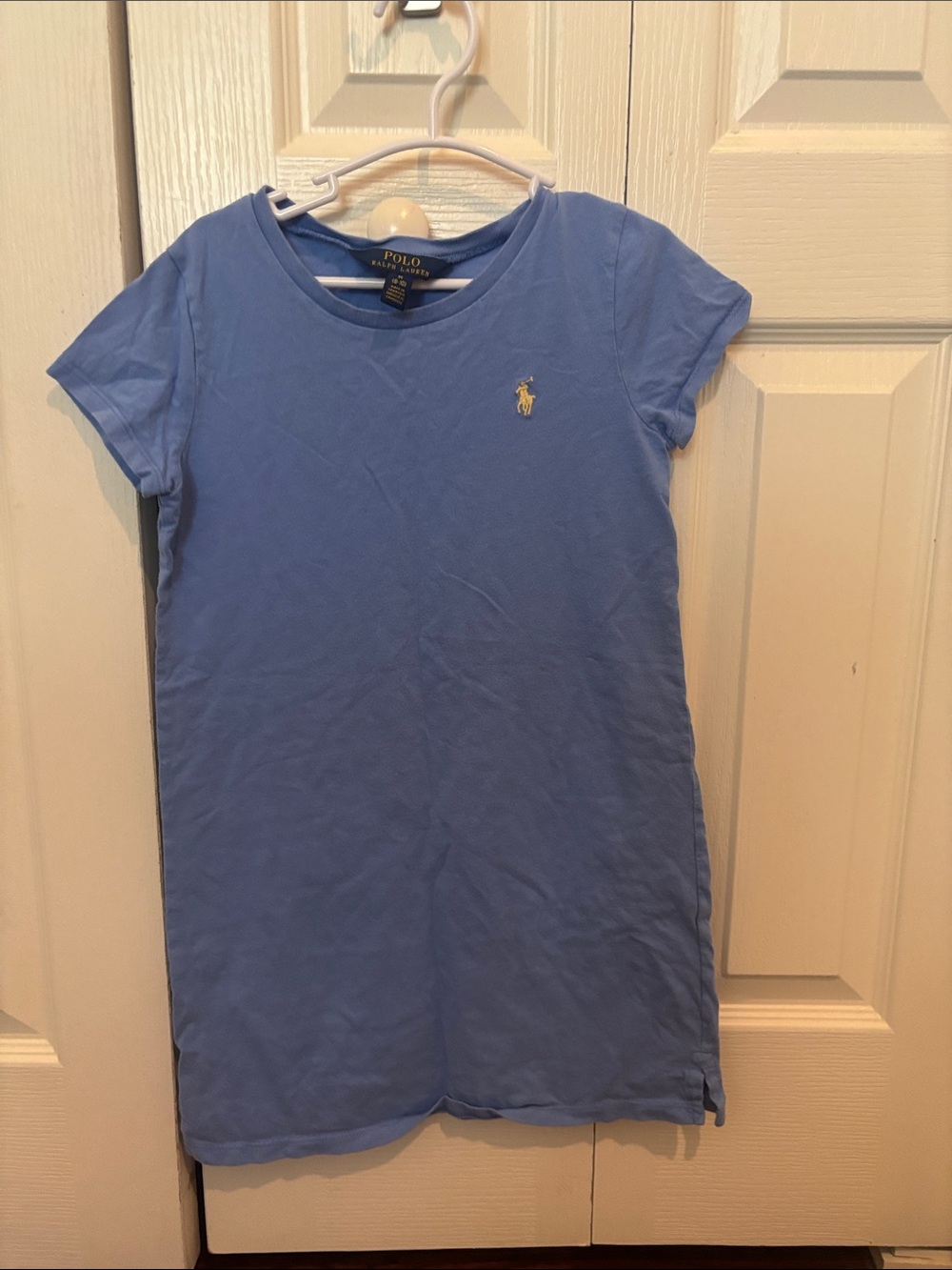Polo by Ralph Lauren Girls Short Sleeve Tee Dress in Light Blue with Yellow Pony
